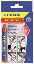 LYRA Marking Chalk Profi 797 Red 12Pcs - 4870017